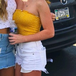 Yellow & white tube top